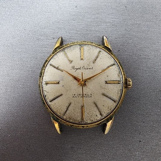 Royal Orient Watch Men 36mm Cream Dial Gold Filled Manual Wind Runs NO CRYSTAL0