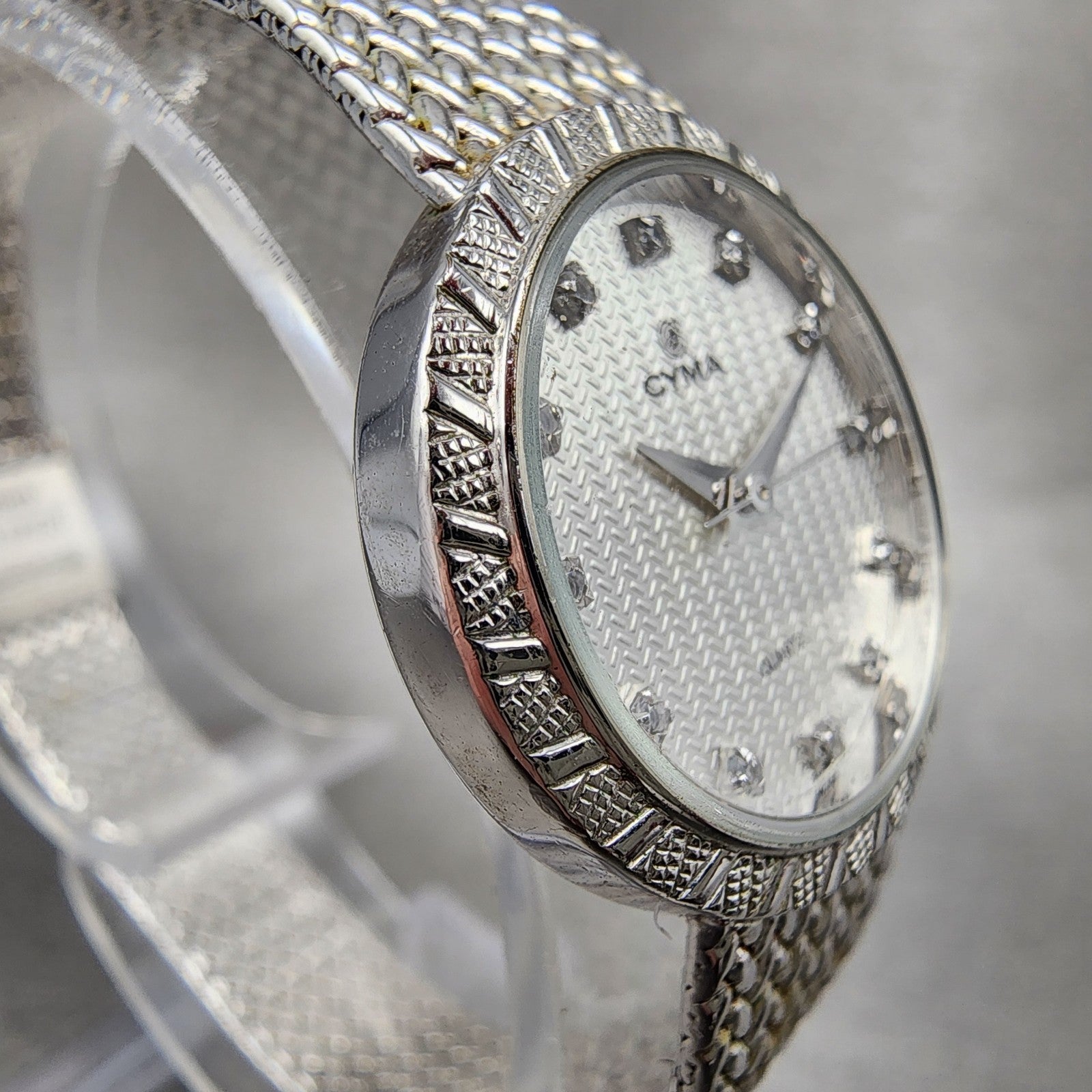 Cyma Watch Women 23mm Silver Dial Silver Tone Round 810 New Battery ABC1233