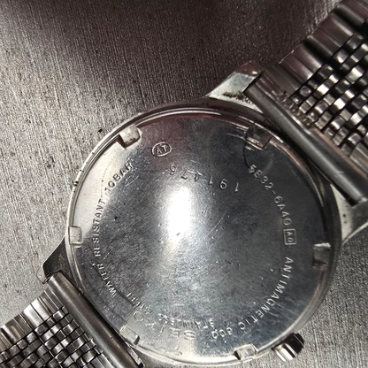 Seiko Spirit Watch Men 33mm Silver Dial Silver Tone Date Round 5E32-6A40 New Bat10