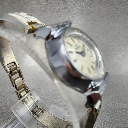 EDOX Watch Women 18mm White Dial Steel Round Manual Wind Runs Vintage