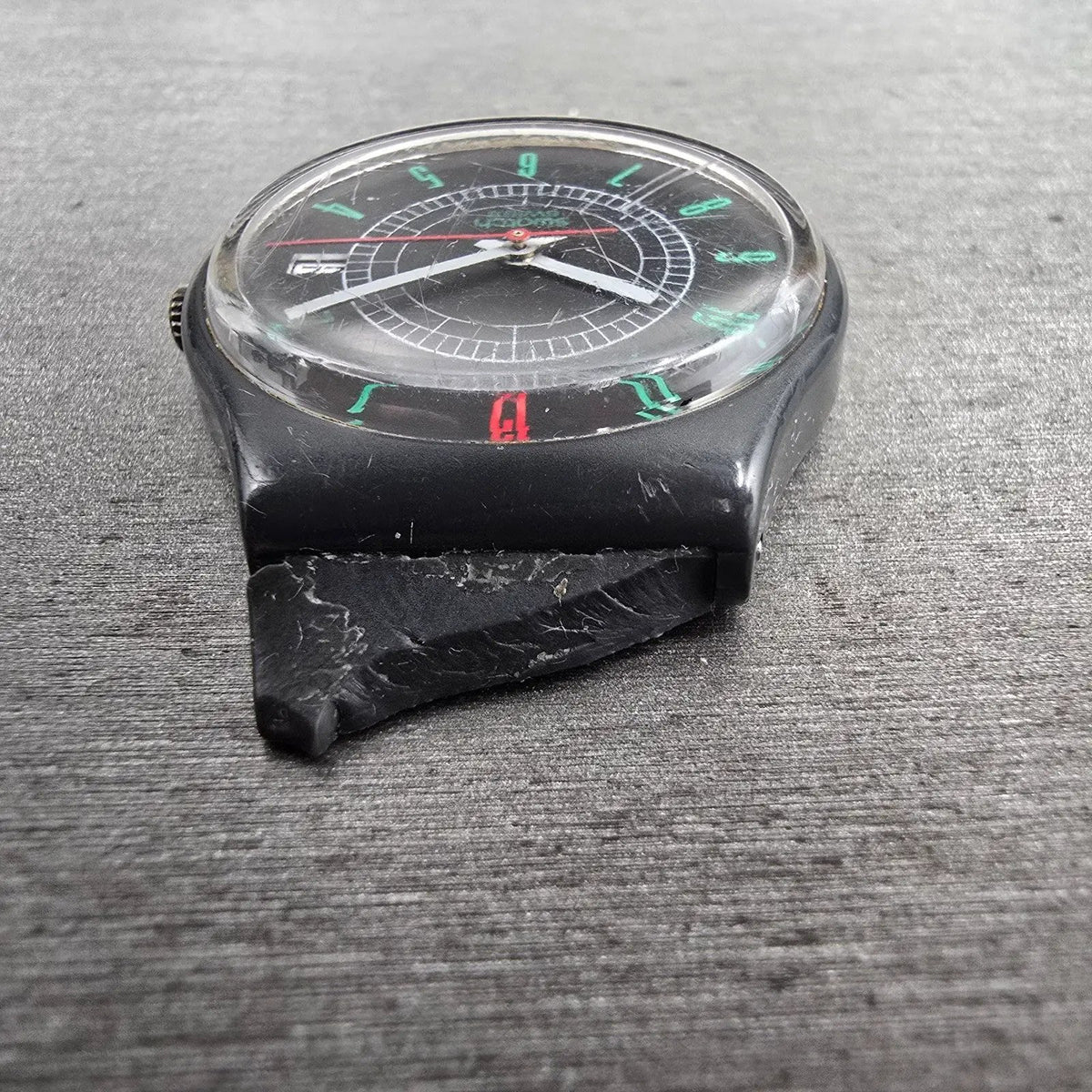 Swatch Ritz Watch Men 34mm Black Dial Black Tone Date Round GA400 New Battery6