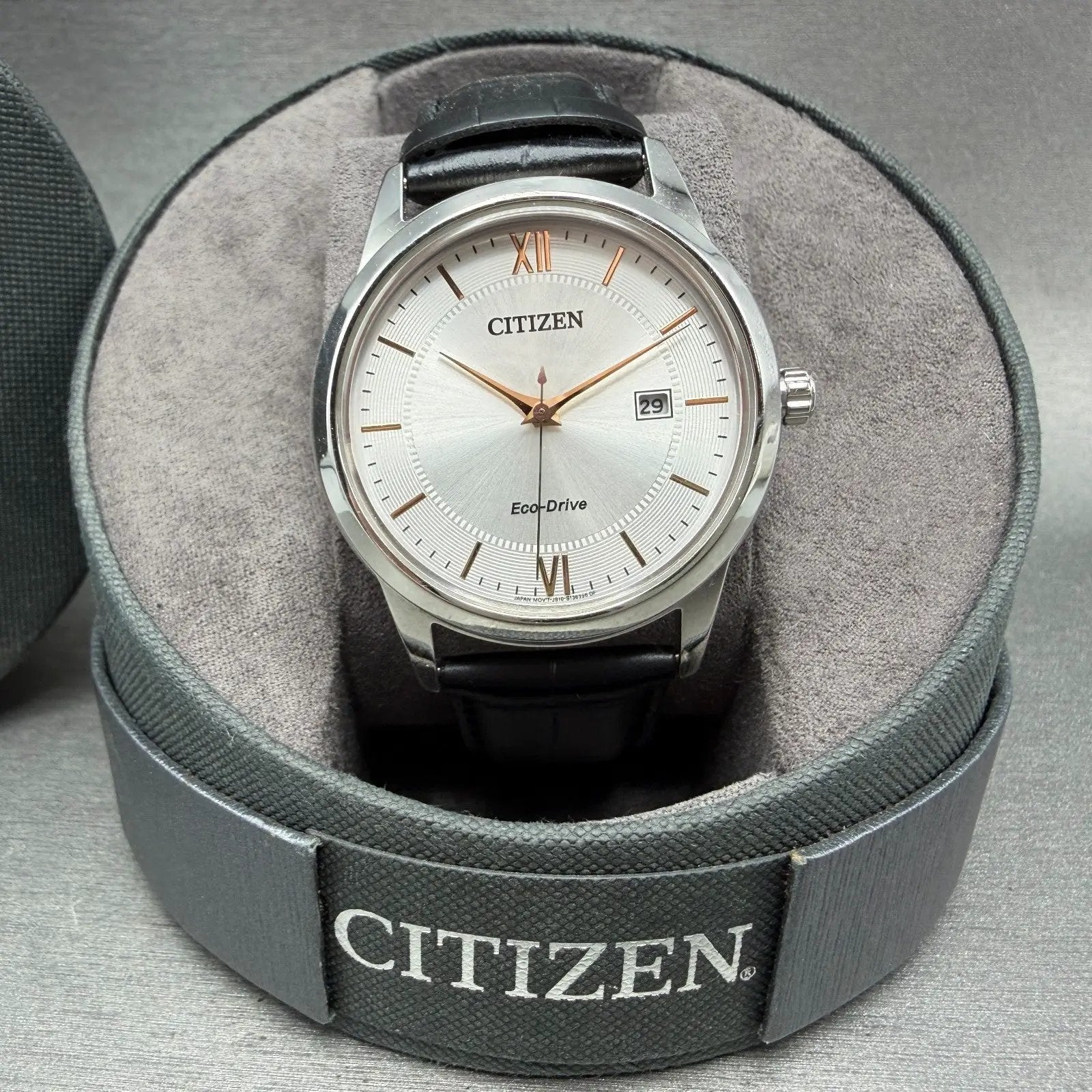 Citizen Eco-Drive Watch Men 40mm Silver Dial Silver Tone Date AW1236-03A Runs0