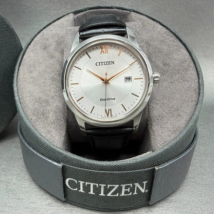 Citizen Eco-Drive Watch Men 40mm Silver Dial Silver Tone Date AW1236-03A Runs0