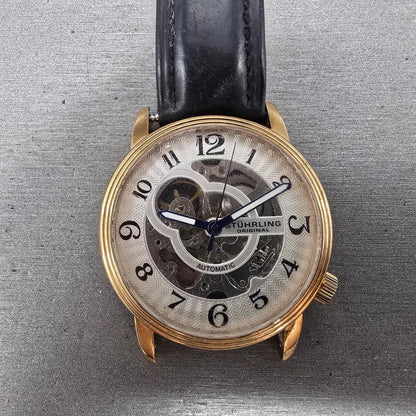 Stührling Automatic Skeleton Watch Men 44mm White Dial Rose Gold ST-90050 PARTS0