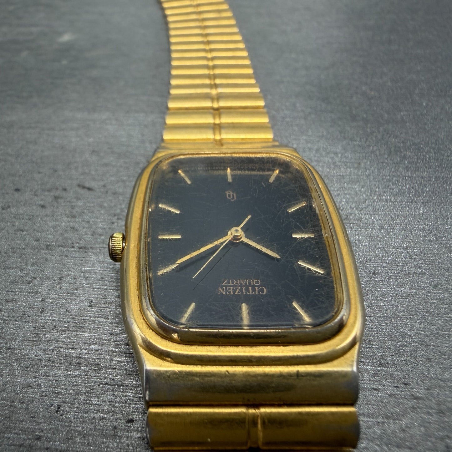 Citizen CQ Tank Watch Men 26mm Black Dial Gold Tone Rectangle 6030-S60244 PARTS5
