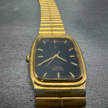 Citizen CQ Tank Watch Men 26mm Black Dial Gold Tone Rectangle 6030-S60244 PARTS5