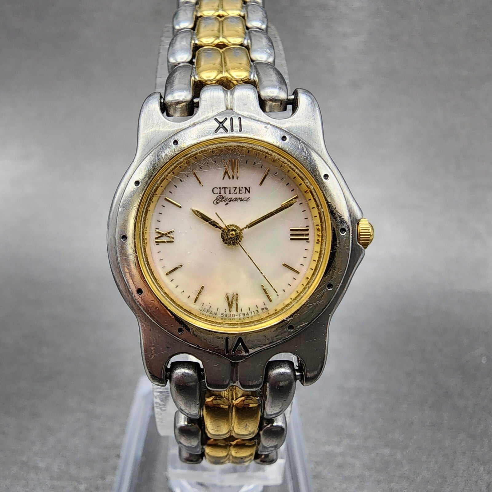 Citizen Elegance Watch Women 23mm MOP Dial Two Tone Round 5930F91334 New Batt0