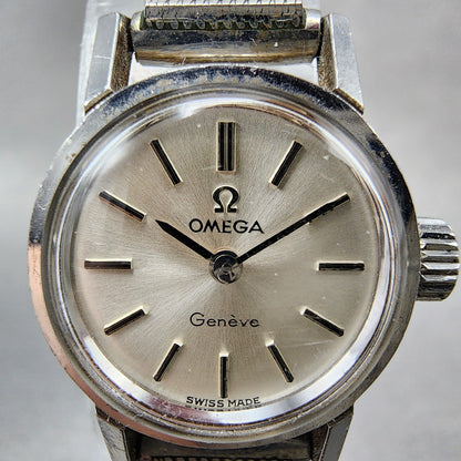 Omega Geneve Watch Women 20mm Silver Dial Stainless Steel Round Manual Wind Runs1