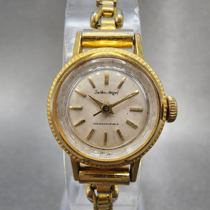 Seiko Angel Watch Women 20mm Cream Dial Gold Plated Manual Wind 10040090 Runs0