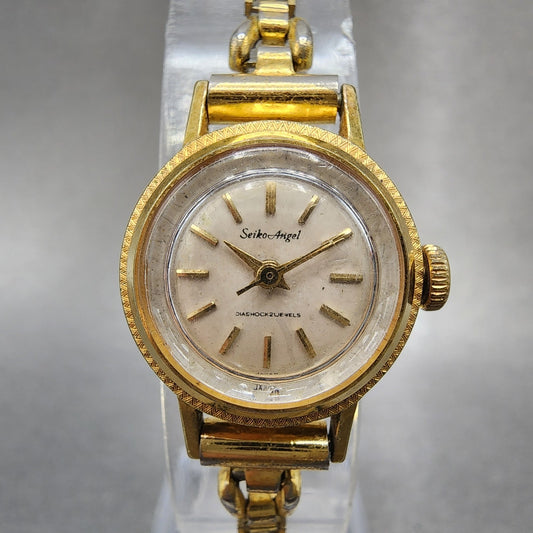 Seiko Angel Watch Women 20mm Cream Dial Gold Plated Manual Wind 10040090 Runs0