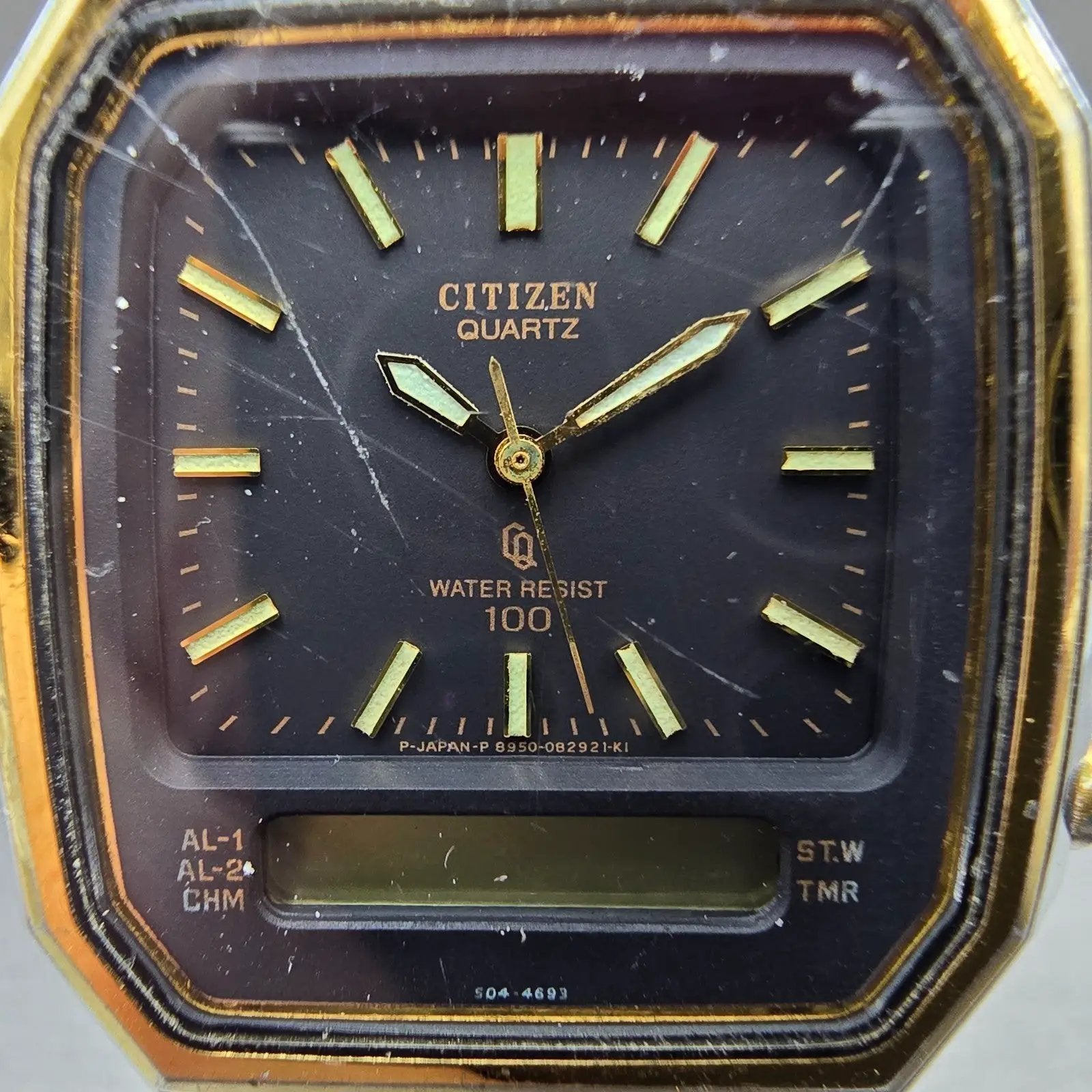Citizen CQ Analog Digital Watch Men 32mm Black Dial Two Tone 8950-084985  PARTS2