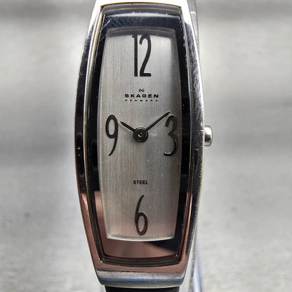 Skagen Watch Women 14mm Silver Dial Silver Tone Rectangle 522SSLC New Battery1