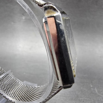 Seiko Watch Men 28mm Black Dial Silver Tone Rectangle 4110-5249 PARTS Vintage4