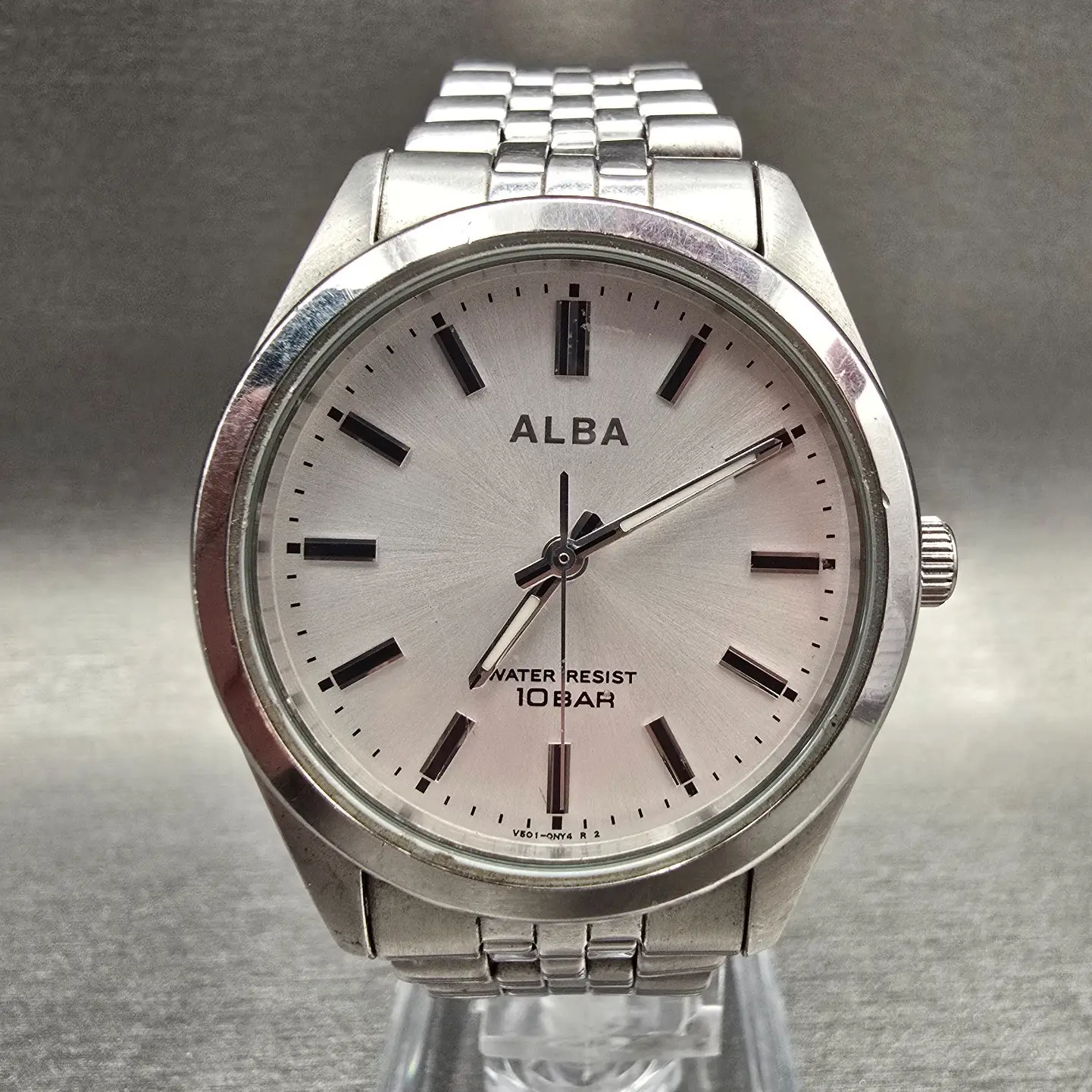 Seiko Alba Watch Men 34mm Silver Dial Silver Tone Round V501-0EL0 New Battery0