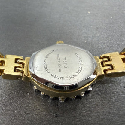 Lucien Piccard Dufonte Watch Women 18mm Champagne Dial Gold Diamond Bezel NewBat9