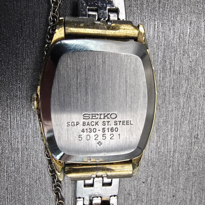 Seiko Watch Women 24mm Silver Dial Gold Tone Oval 4130-5160 New Battery Vintage10