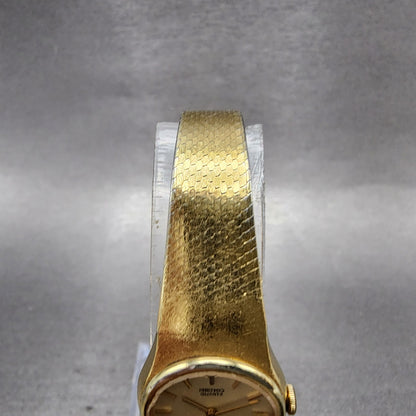 Seiko Watch Women 19mm Champagne Dial Gold Tone Round 160079 New Battery4