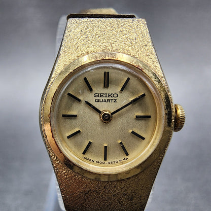 Seiko Watch Women 16mm Gold Dial Gold Tone Round 14000909 New Battery1