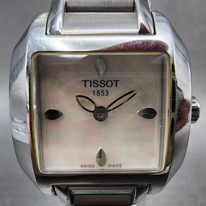 Tissot TWave Tank Watch Women 24mm MOP Dial Steel Rectangle L750/850 New Batt1