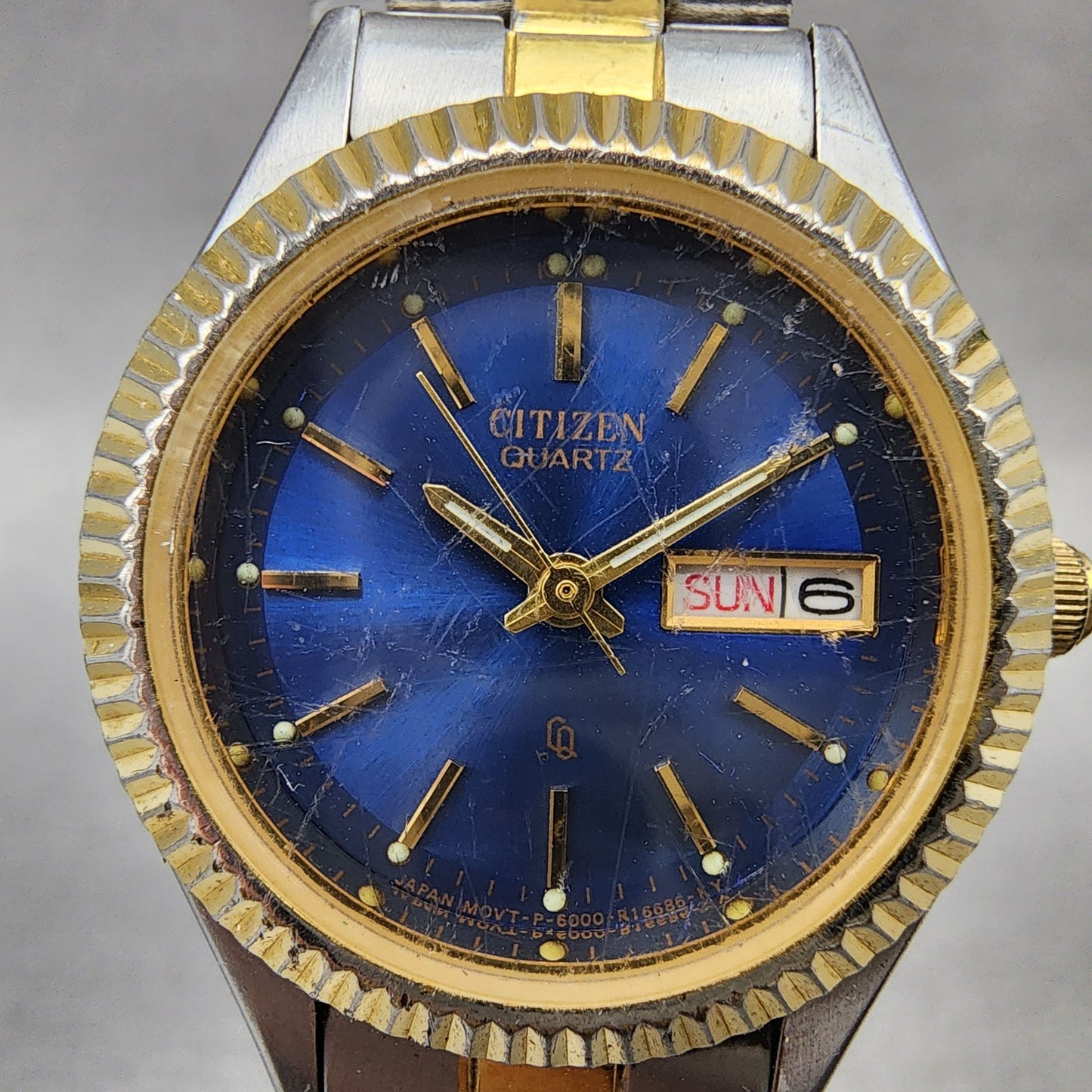 Citizen CQ Watch Women 25mm Blue Dial Two Tone Daydate 6000R00413 New Batt1