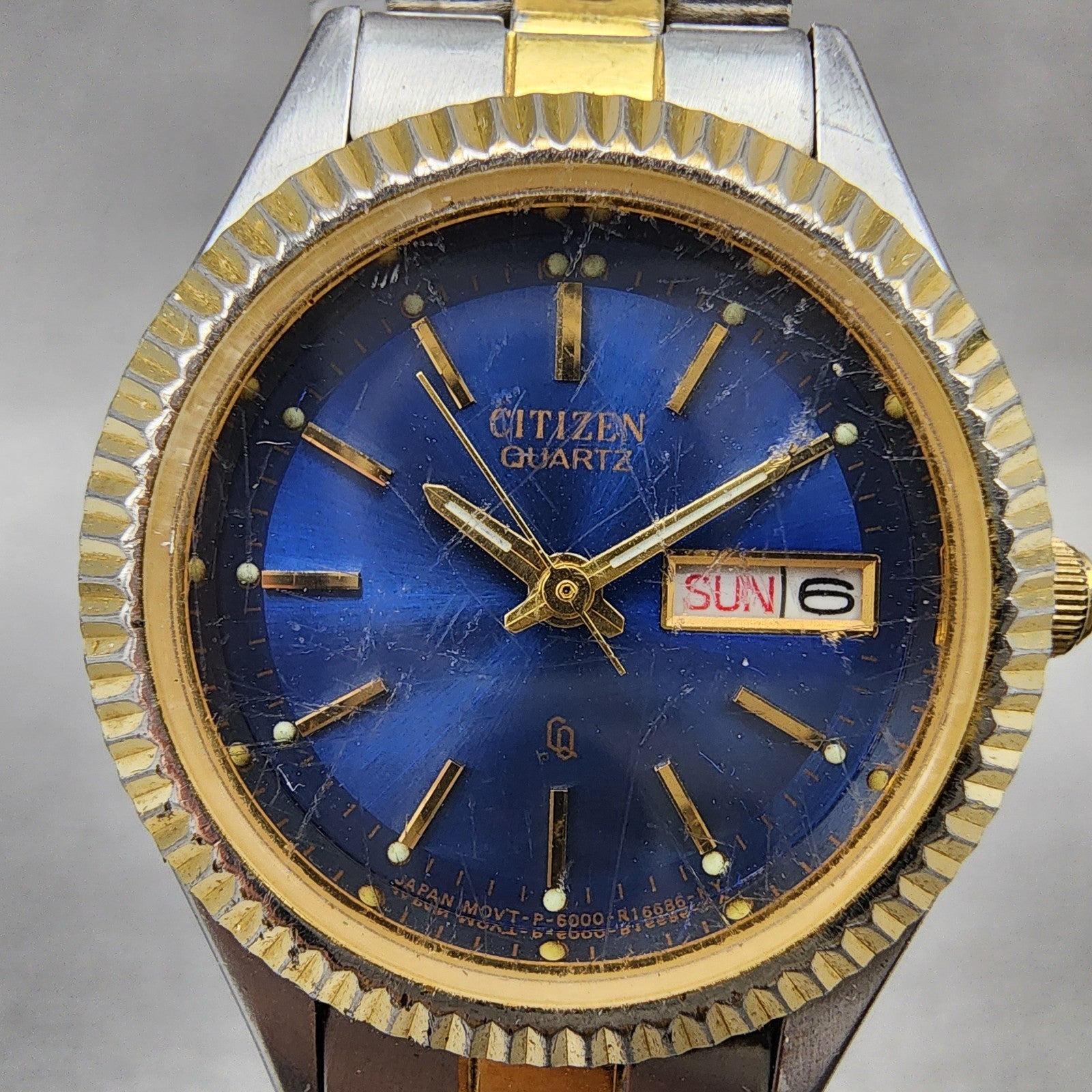 Citizen CQ Watch Women 25mm Blue Dial Two Tone Daydate 6000R00413 New Batt1