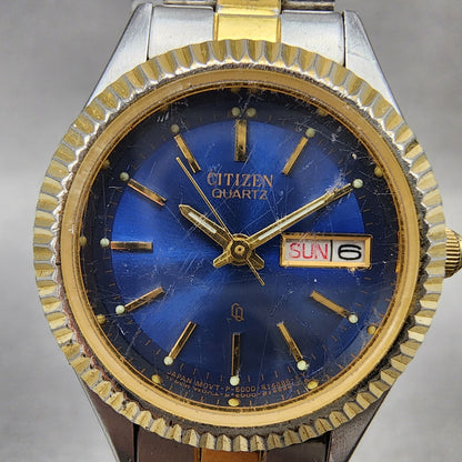 Citizen CQ Watch Women 25mm Blue Dial Two Tone Daydate 6000R00413 New Batt1