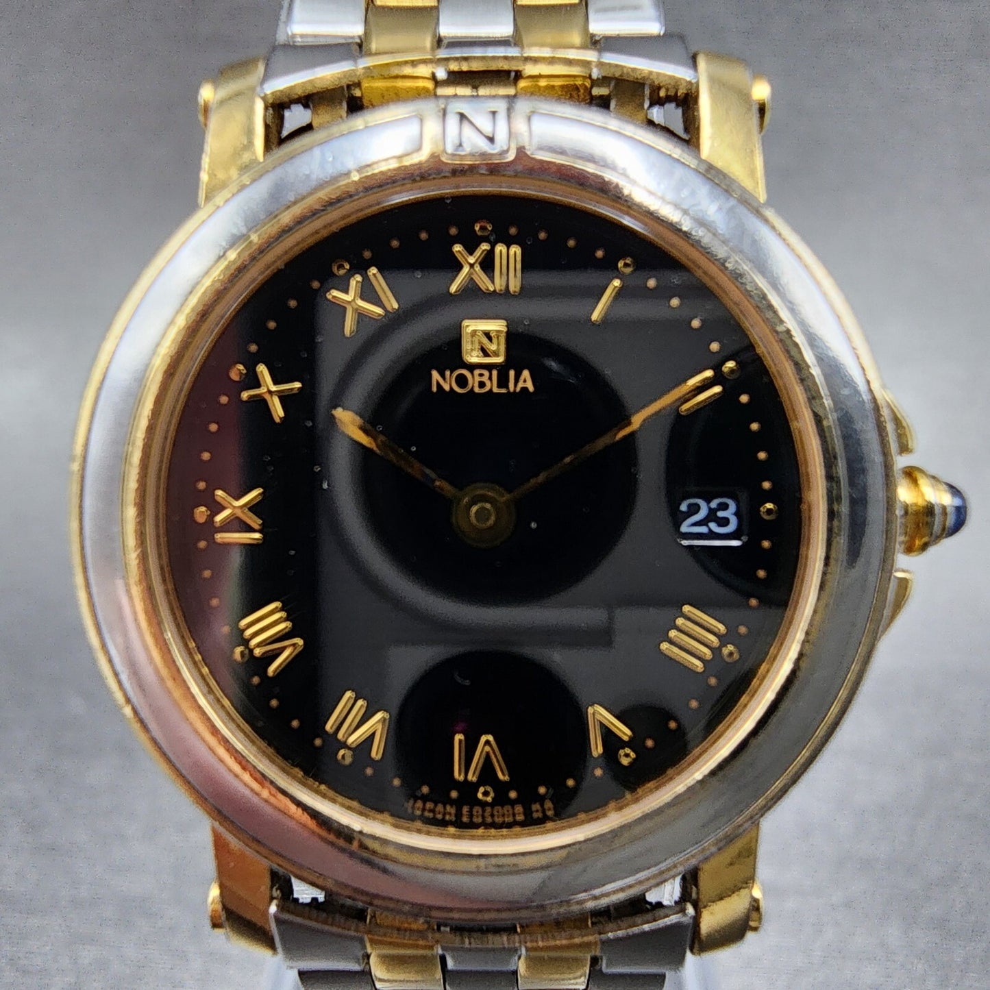 Citizen Noblia Watch Women 25mm Black Dial Two Tone Round 4671E66416 New Batt1