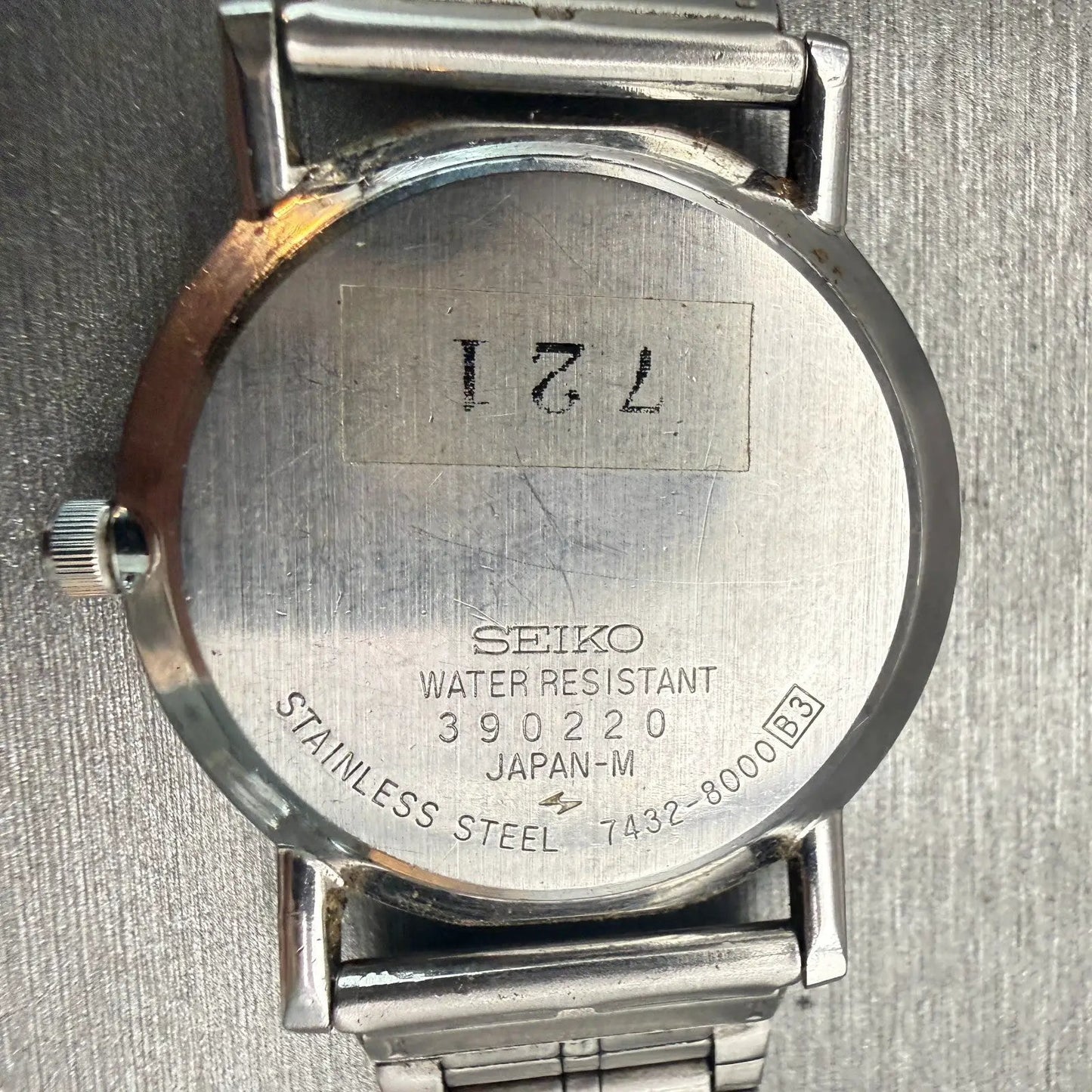Seiko Chronos Watch Unisex 32mm Silver Dial Silver Date Round 7432-8000 New Batt10