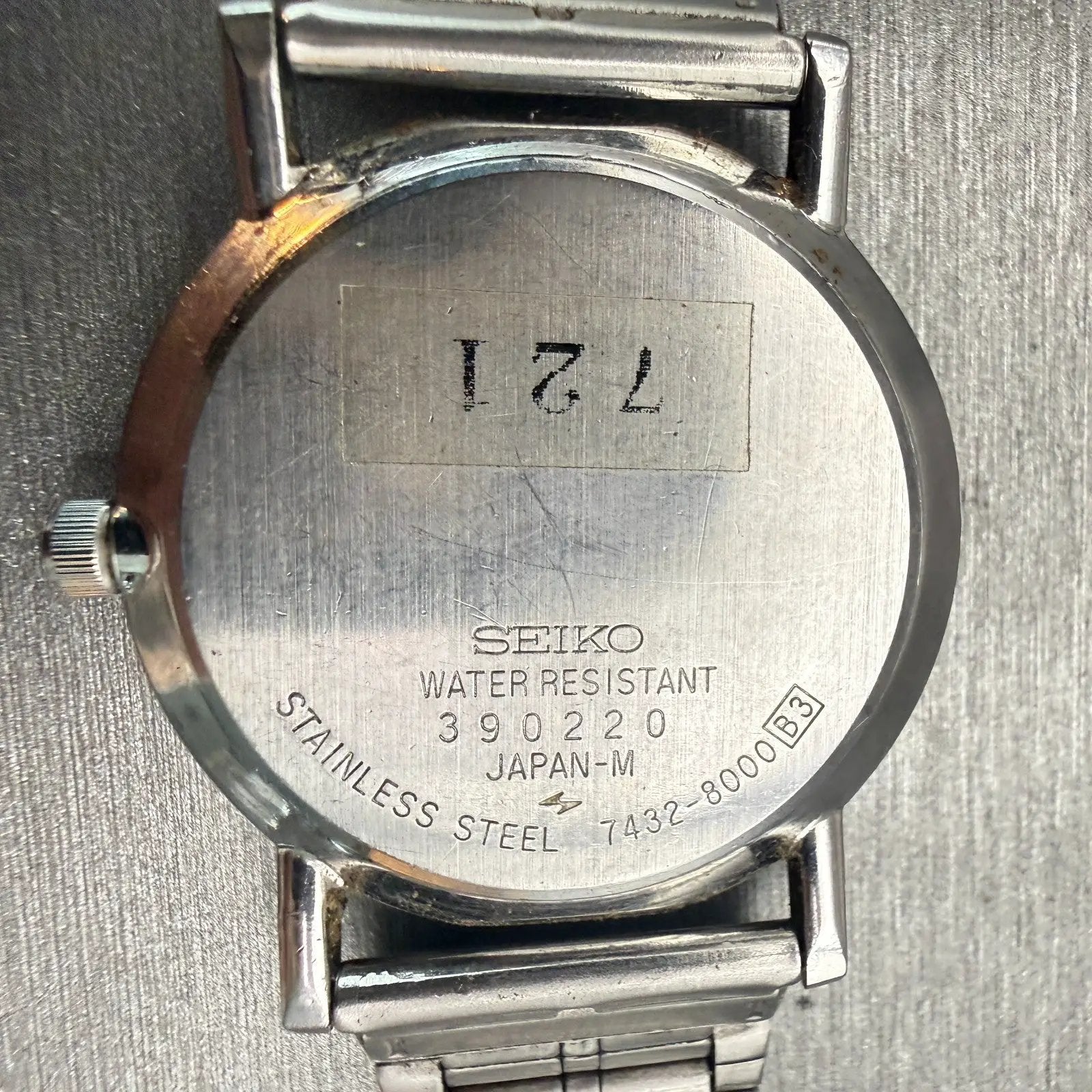 Seiko Chronos Watch Unisex 32mm Silver Dial Silver Date Round 7432-8000 New Batt10