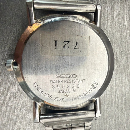 Seiko Chronos Watch Unisex 32mm Silver Dial Silver Date Round 7432-8000 New Batt10