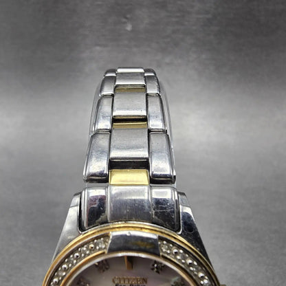 Citizen Eco-Drive Watch Women 26mm MOP Dial Two Tone Date E013-S076412 Runs4