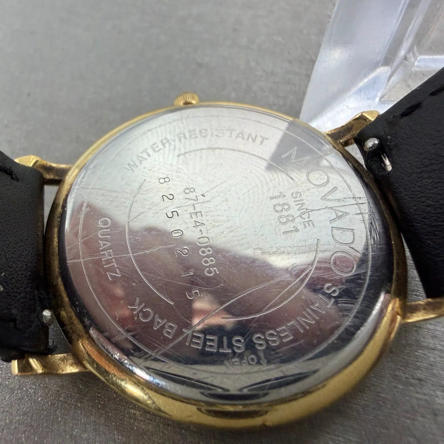 Movado Watch Men 34mm Black Dial Gold Tone Round 87-E4-0885 New Battery VTG BG9