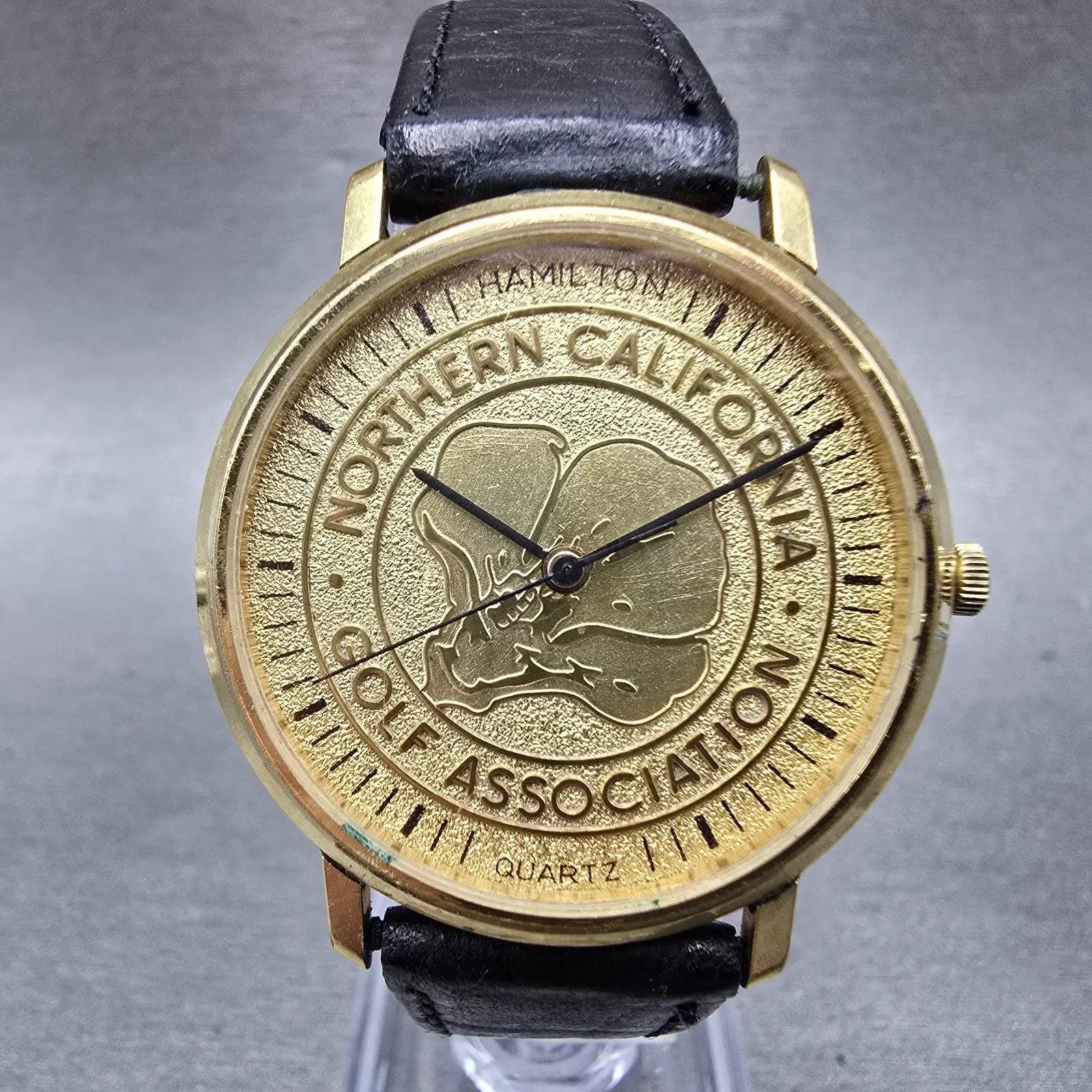 Hamilton Watch Men 33mm Gold Dial Gold Tone Round 8100 New Battery Vintage0