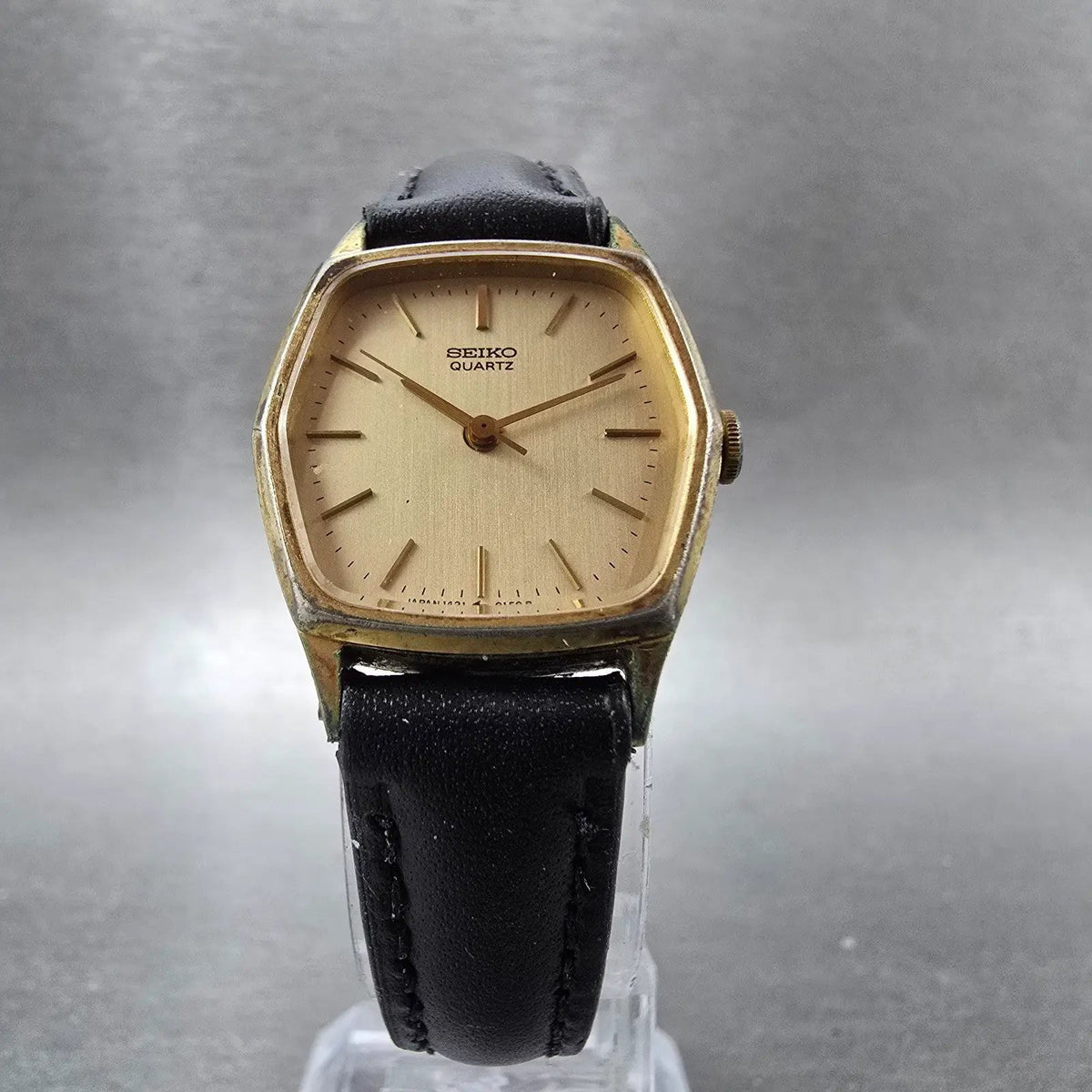 Seiko Watch Women 21mm Gold Dial Gold Plated Hexagon 1421-5080 New Battery VTG5