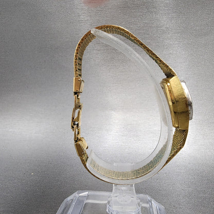 Bulova Accutron Watch Women 18mm Gold Dial Gold Tone Diamond Bezel New Battery8