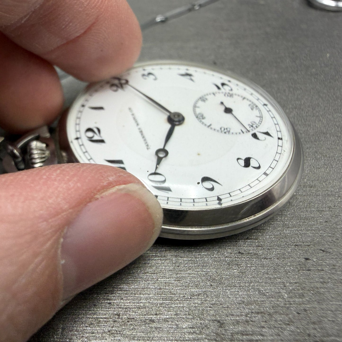Tavannes pocket Watch 44mm White Dial Silver Tone 17 Jewels Manual Wind PARTS4