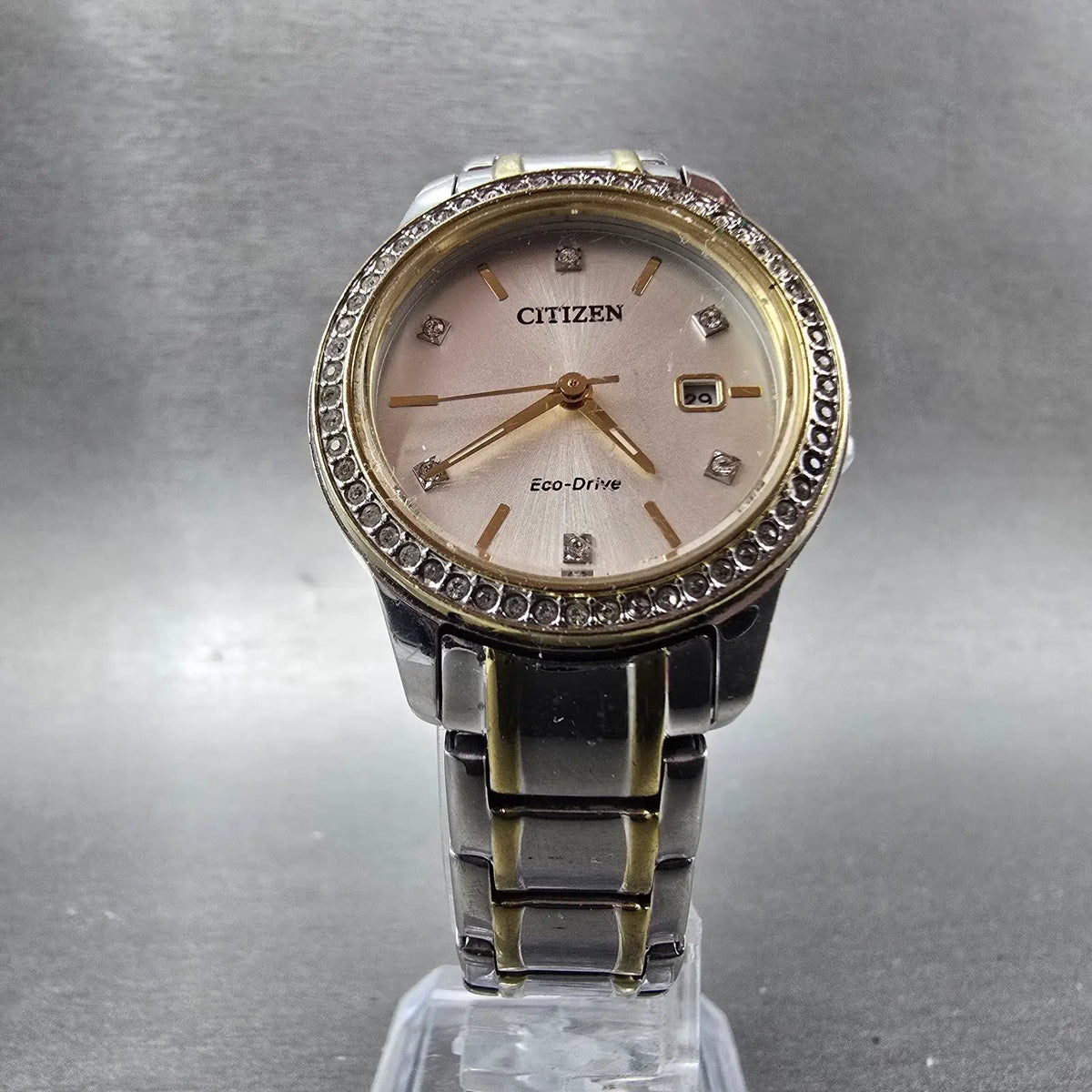 Citizen Eco-Drive Watch Women 30mm Silver Dial Two Tone Date FE1174-50A PARTS6