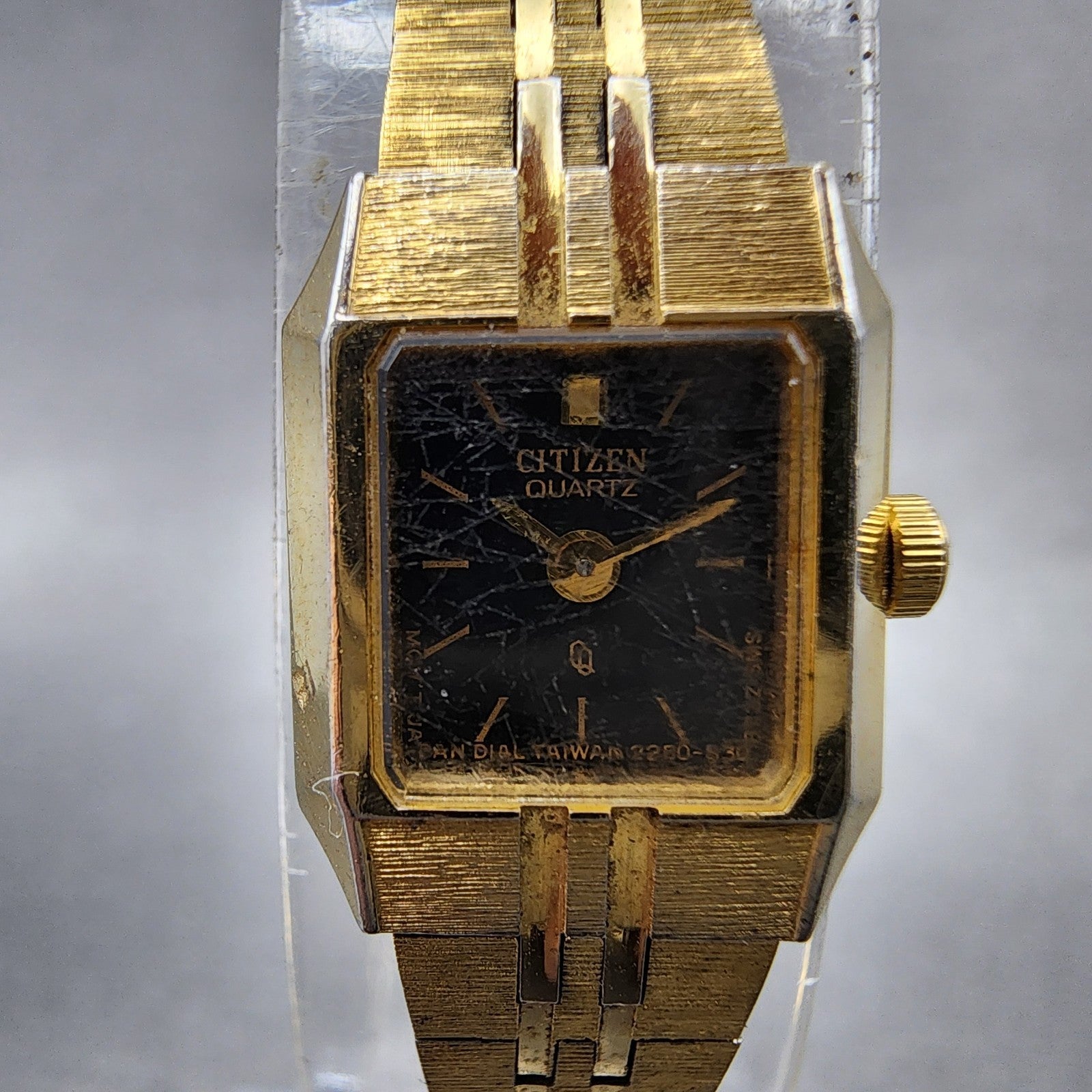 Citizen CQ Tank Watch Women 13mm Black Dial Gold Tone 2250S07521 New Battery1