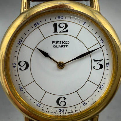 Seiko Watch Women 26mm White Dial Gold Tone Round Vinatge 2Y00-0C19 New Battery1