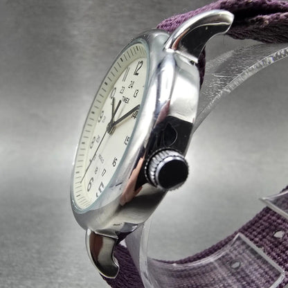 Timex Weekender Watch Men 38mm White Dial Silver Round New Battery T2N652 Purple2