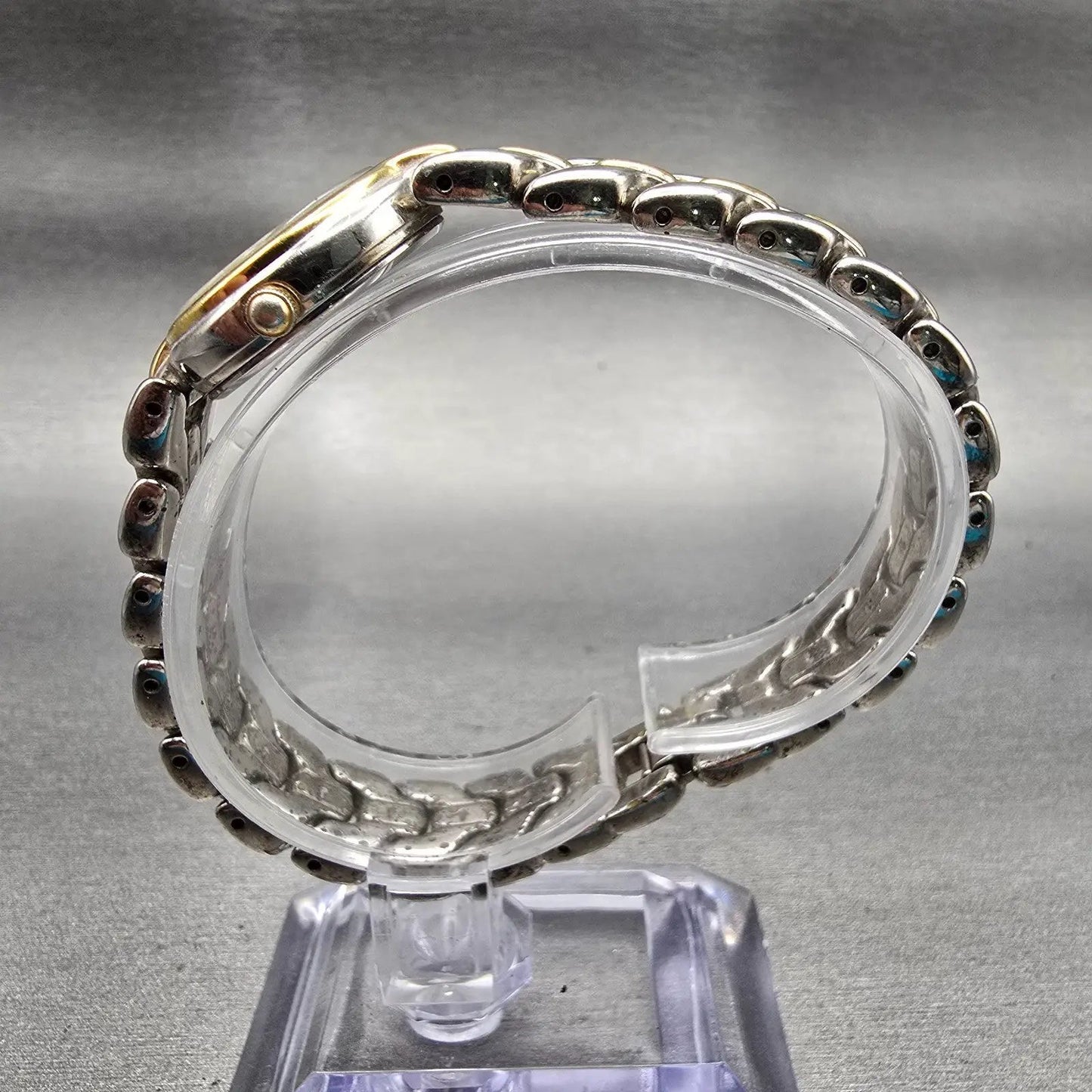 Seiko Watch Women 22mm Blue Dial Two Tone Date Round 7N82-0248 New Battery VTG6