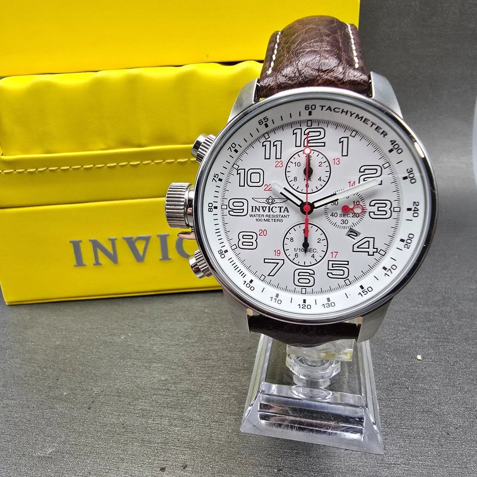 Invicta I Force Chronograph Watch Men 46mm White Dial Steel Date 2771 NewBattery0