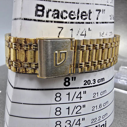 Gruen Watch Unisex 31mm Black Dial Gold Tone Date Round 225-6M12 New Battery11