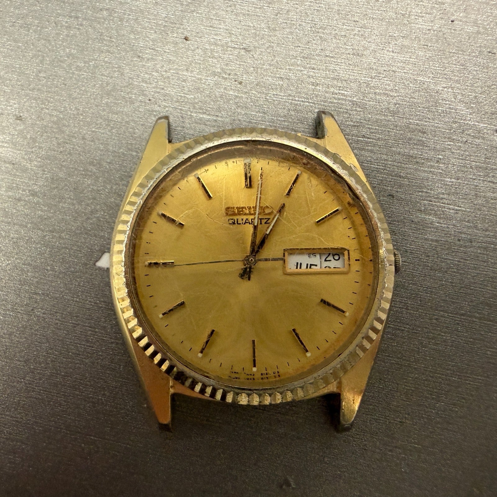 Seiko President Watch Men 37mm Gold Dial Gold Tone Daydate 7N43-8110 PARTS VTG0
