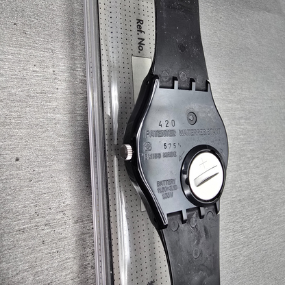 Swatch Gessetto Watch Men 34mm Black Dial Black Case GB155 New Battery NOS12