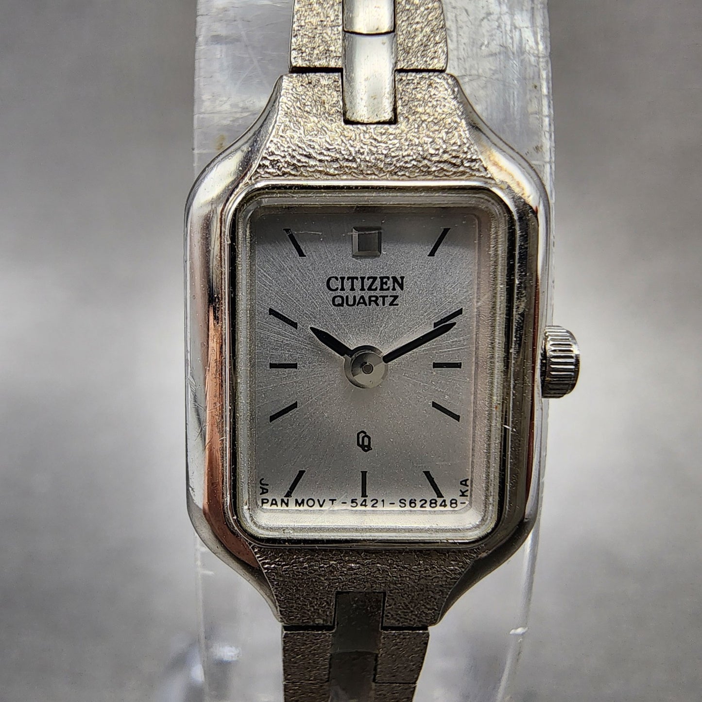Citizen CQ Watch Women 13mm Silver Dial Silver Tone Rectangle New Battery VTG1