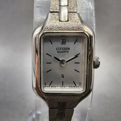 Citizen CQ Watch Women 13mm Silver Dial Silver Tone Rectangle New Battery VTG1