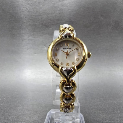 Elgin Watch Women 22mm MOP Dial Gold Tone Round Hearts ELT208ST New Battery5