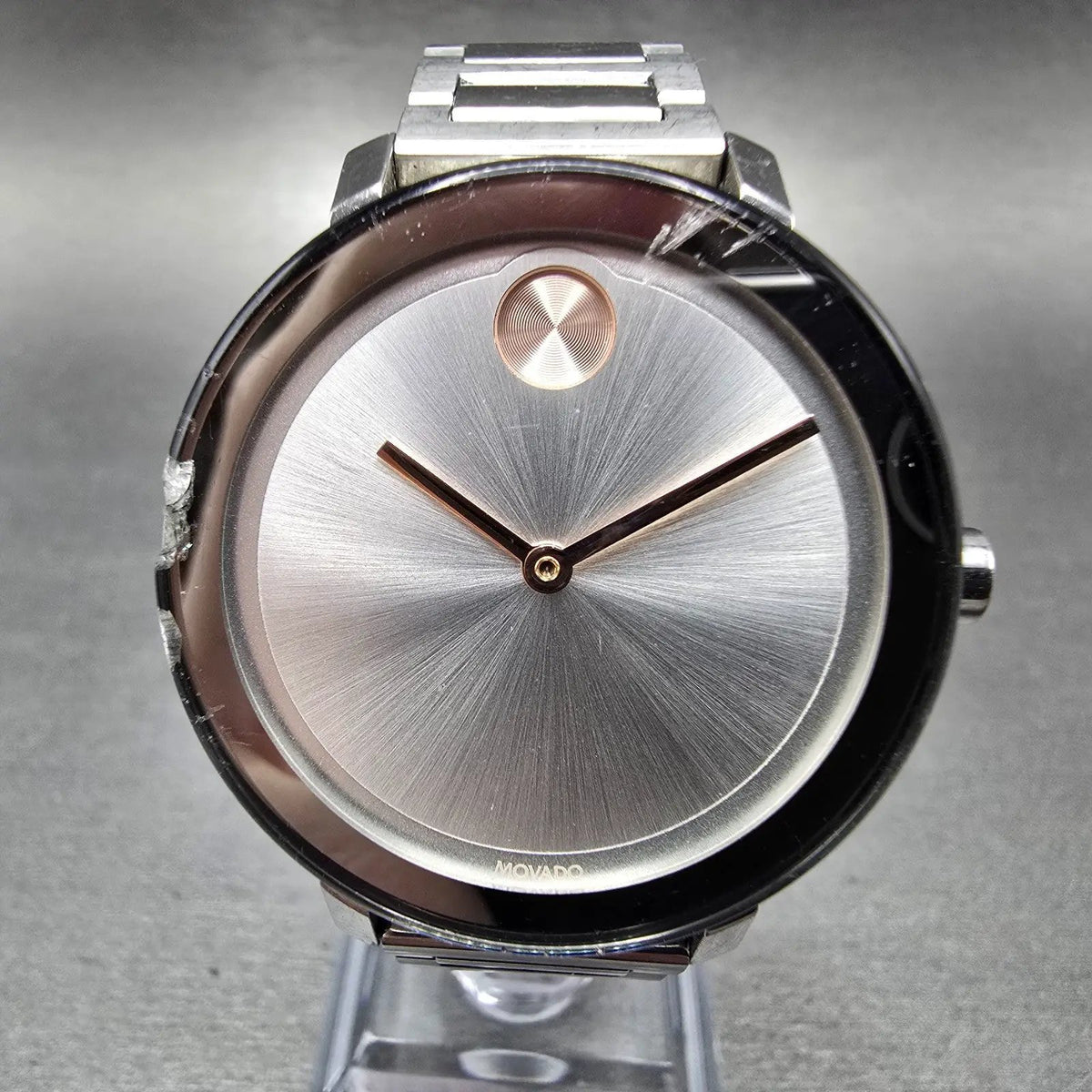 Movado Bold Evolution Watch Women 34mm Silver Dial Steel Round 3600821 New Batt0