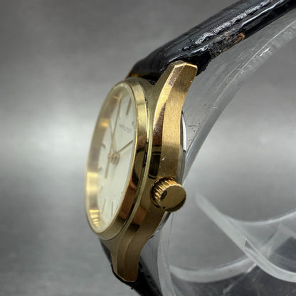 Hamilton Watch Women 24mm White Dial Gold Tone Date Round 9818 New Battery2